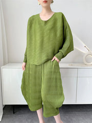 Flowing Plissé Tunic & Pants Set