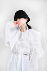 Women's Long-Sleeve Ruffle Peacock Blouse