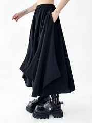 Black Dramatic Drape Pull-On Pants