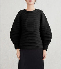 Thick Pleats Balloon-Sleeve Top