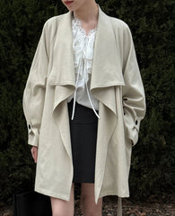Luxury Draped Open-Front Coat