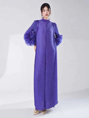 Luxury Pleated Dress with Sleeves