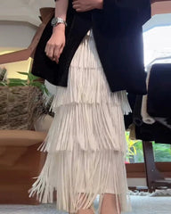 Luxury Tassel Midi Skirt