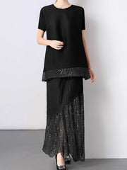Luxury Sequin Pleated Top & Skirt