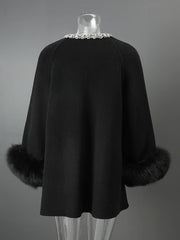 Luxury Woolen Faux Fur Coat