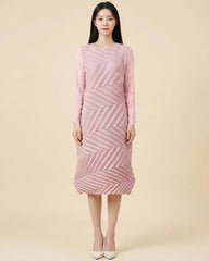 Geometric Pleated Midi Dress