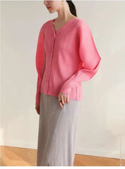 Casual Elegance Plissé Cardigan