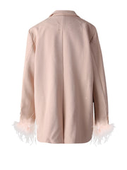 Feather Cuff Oversized Blazer