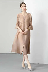 Premium Pleated Blouse Dress