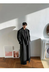 Men's Luxury Floor Length Long Wool Trench Coat