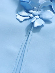 Elegant 3D Floral Halter-Neck Dress