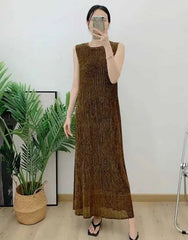 Luxury Pleats Dress & Coat Set