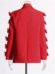 Statement Bow Sleeve Blazer - Red