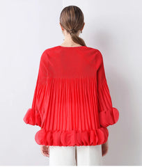Luxury Pleated Bell Sleeve Top