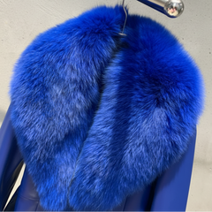 Couture Leather & Fox Fur Coat