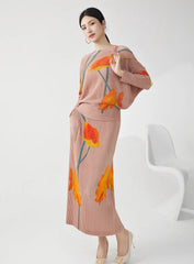 Luxury Formal Pleated Skirt Set