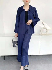 Elegant Plissé Pocket Wide Leg Pant