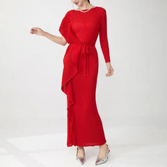 Luxury Plissé Asymmetric Dress