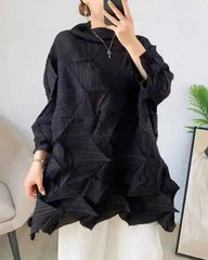 Oversized Pleated Plissé Top