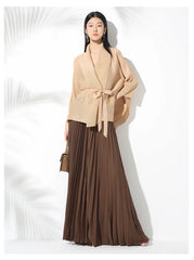 Statement Plissé Pleated Maxi Skirt & Top