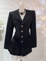 Designer Slim-Fit Rosette Jacket Blazer