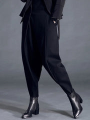 Couture Black Harem Pants with Elastic Waist