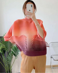 Pleated Ombre Blouse Top
