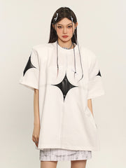 Elegant Oversized Tee with Star Stitching: A Style Icon