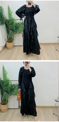 Luxury Pleated Ruffle Midi Dress