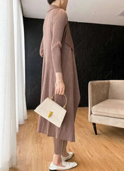 Elegant Drape Pleat Long Cardigan