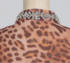 Crystal Leopard Blouse & Skirt
