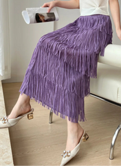 Luxury Plissé Fringe Skirt