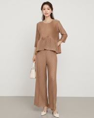 Peplum Pleated Trousers Set