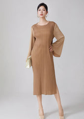 Luxury Flared Sleeve Pleats Dress