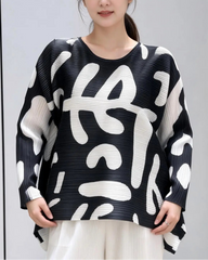 Plissé Asymmetrical Blouse Top