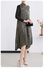 Luxury Metallic Pleats Dress