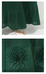 Plissé Flared Sleeve Maxi Dress