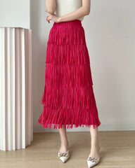 Luxury Plissé Fringe Skirt