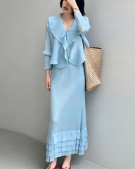 Luxury Petite Plissé Skirt Set