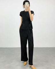 Luxury Petite Plisse Pant Suit