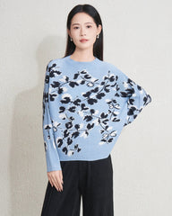 Floral Pleats Long-Sleeve Top