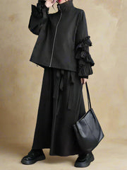 Luxury Ruffled Bomber Jacket