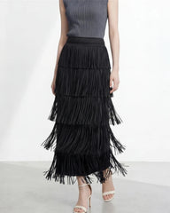Luxurious Pleated Tassel Skirt
