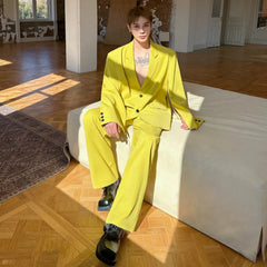 Canary Yellow Relaxed Fit Suit for Men