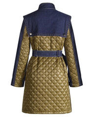 Luxe Quilted Denim Trench Coat