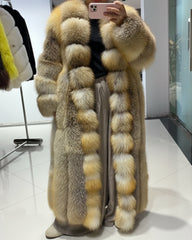 Golden Island Long Fox Fur Coat