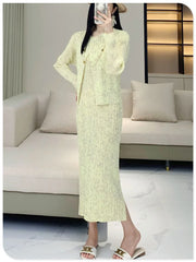 Truly Pleated Cardigan & Dress Set