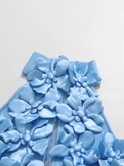 Elegant 3D Floral Halter-Neck Dress