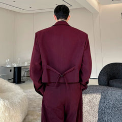 Luxury Men's Cropped Blazer & Wide Leg Suit