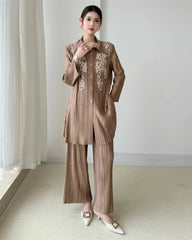 Luxury Petite Embroidered Pleated Set